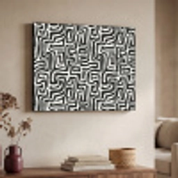 Grafisch - Lijnen - Zwart - Wit Textielframe zwart klein 947 -sfeer3