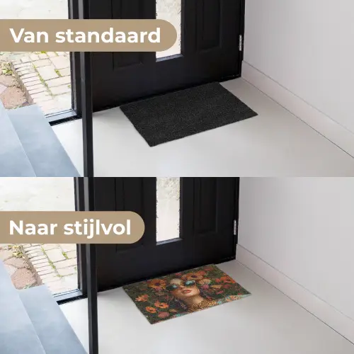 Vrouwen - Bloemen - Modern - Bril - Abstract Deurmat klein -voor-na_NL