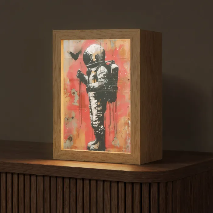 Graffiti - Astronaut - Street art - Ruimte Light Box met kabel (Tafellamp) klein -z3d_website