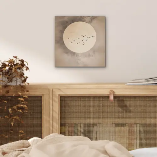 Vogel - Beige - Japandi aluminium wit klein -sfeer3