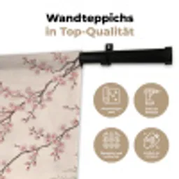 Aziatisch - Kraanvogel - Beige Wandkleed katoen klein -tsfeer2_DE