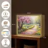 Watercolor - Natuur - Bomen - Kunst - Bloemen Light Box met batterij (Wandlamp) middel -USP_websiteoverzichtNL