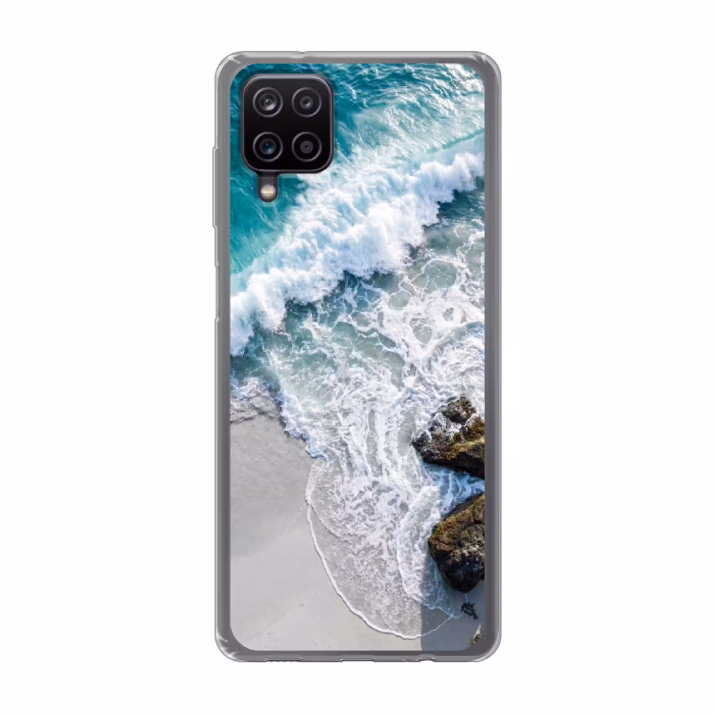 Zee - Golf - Strand - Natuur - Blauw Telefoonhoesje Samsung Galaxy A12 klein -3d