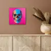 Neon - Blauw - Pop-art - Schedel aluminium wit klein -sfeer4
