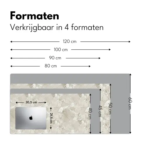 Marmer - Grijs - Aders Muismat XXL klein 681 -sfeer5