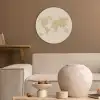Wereldkaart - Realistisch - Beige Akoestische PET Vilt - Rond klein -sfeer1