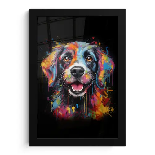 Graffiti - Hond - Zwart - Kleuren fotolijst zwart zonder passe partout klein -3d