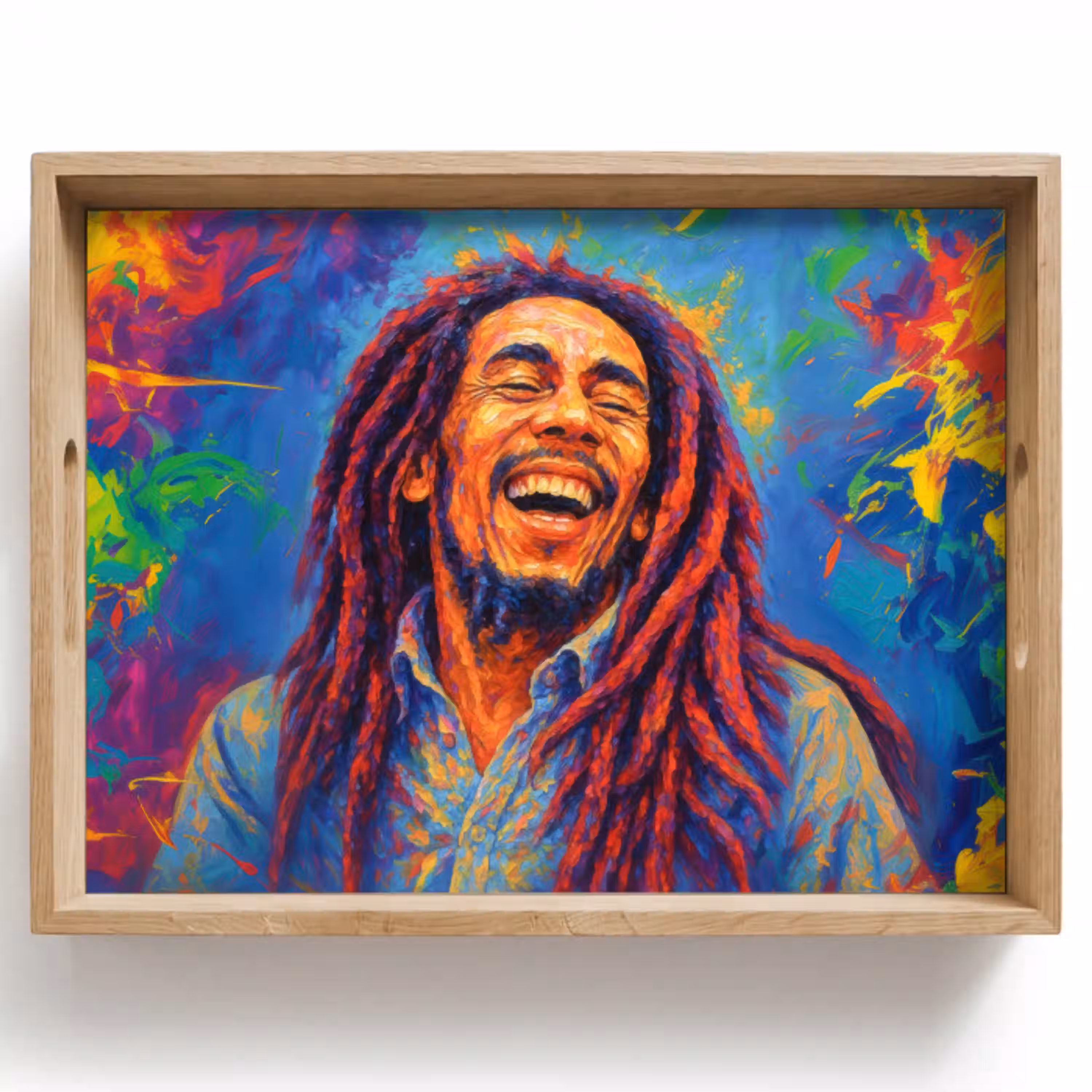 Regenboogkleuren - Man - schilderij Dienblad Rechthoek middel -z3d_shopping