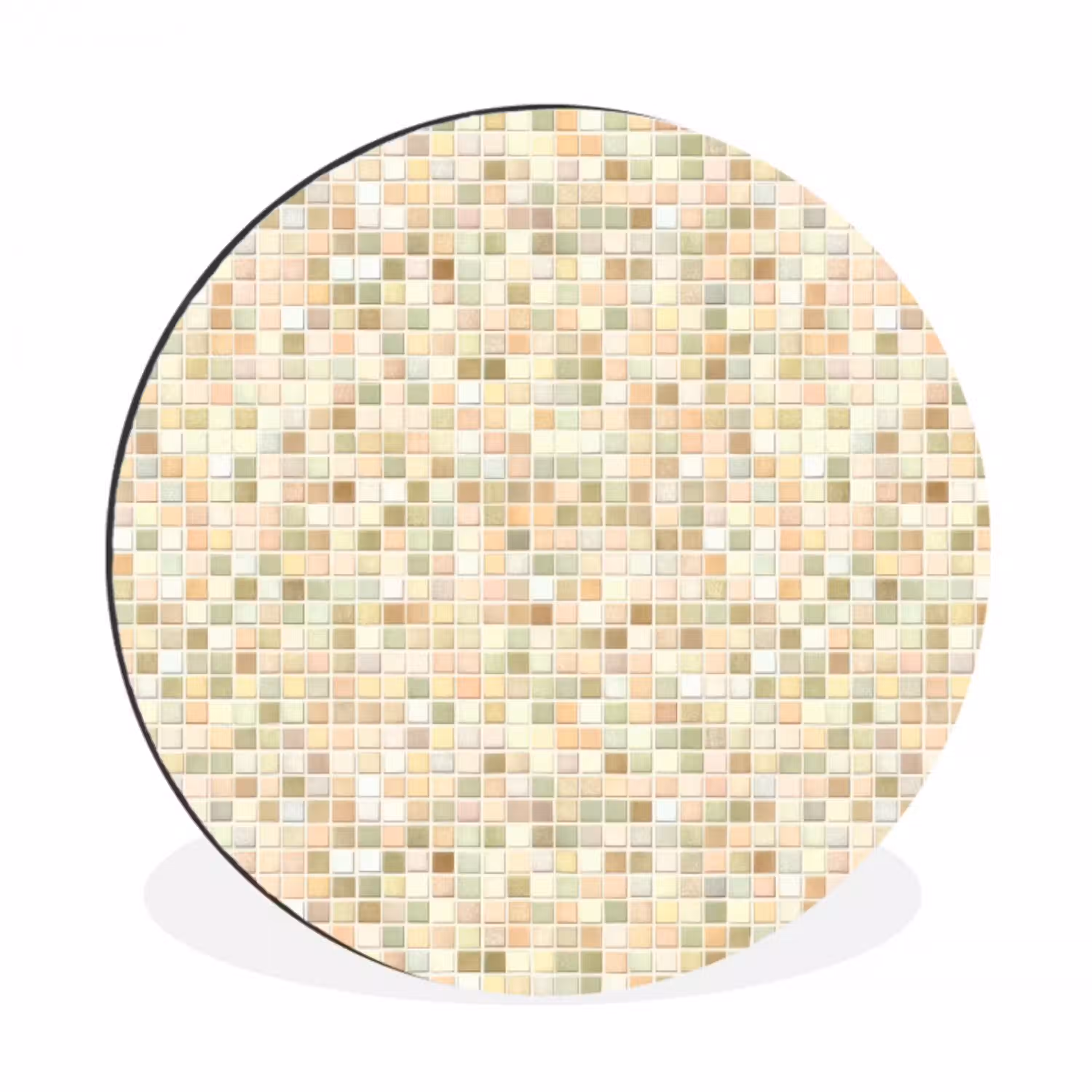 Mozaïek - Patroon - Beige Wandcirkel aluminium klein 190 -3d