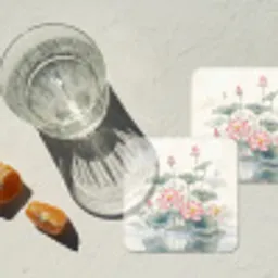 Aquarel - Lotusbloemen - Kleurrijk onderzetter kurk middel -sfeer4