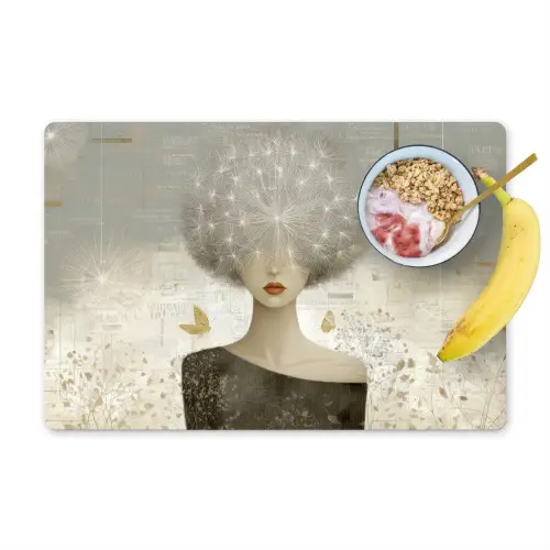 Pluis - Vrouw - Beige Placemat vinyl groot -zzzproduct_Kitchenyeah-website