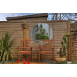 Tropisch - Palmboom - Doorkijk - Zee Wandcirkel tuinposter met ringen klein -buiten3