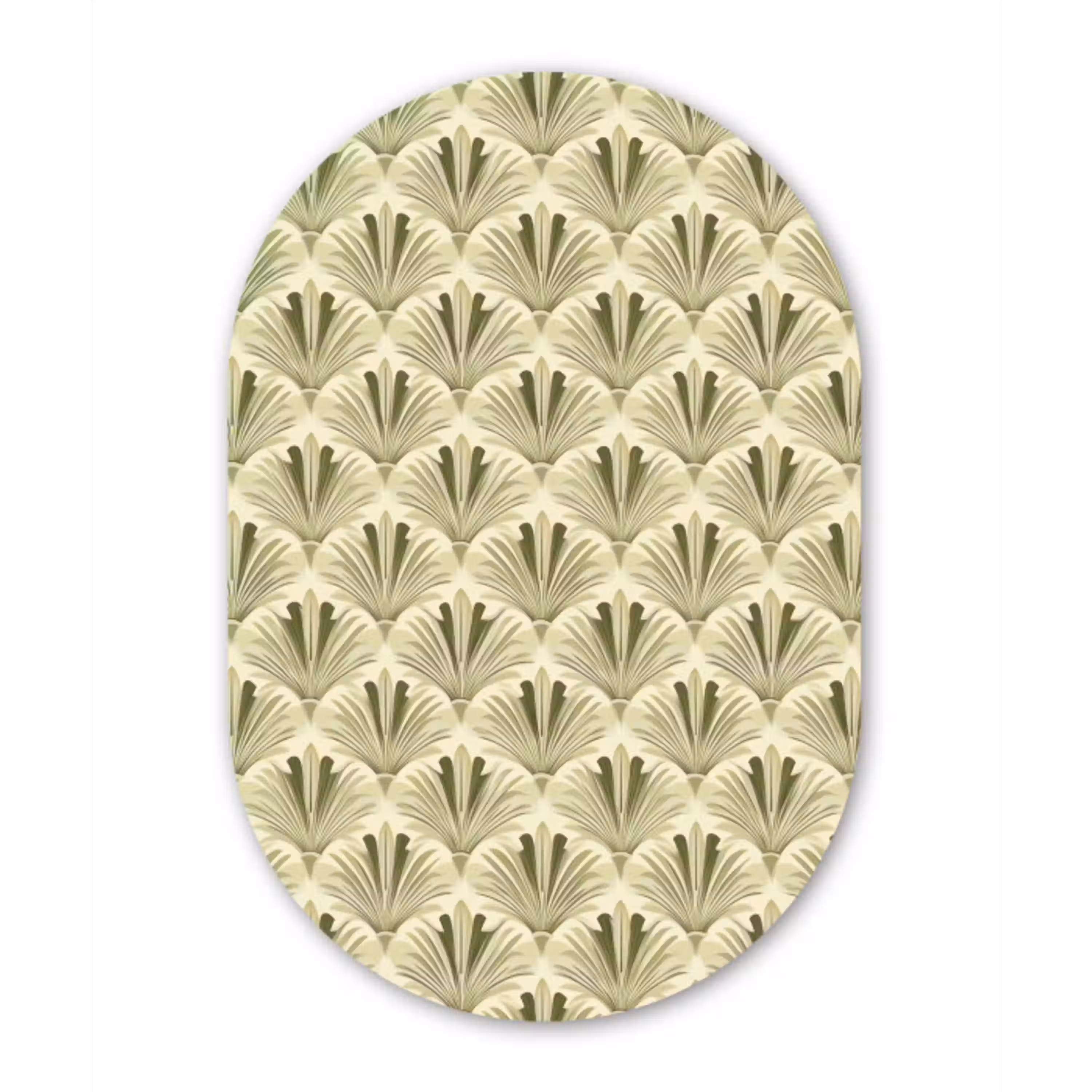 Klassiek - Waaier - Groen Wandcirkel Ovaal Aluminium middel 839 -3d