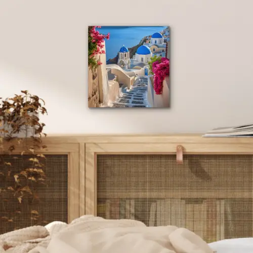 Santorini - Bloemen - Griekenland aluminium wit klein -sfeer3