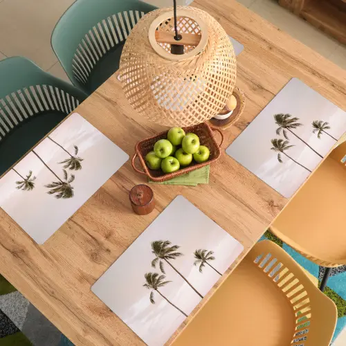 Palmbomen - Zonsondergang - Roze Placemat vinyl groot -zzsfeer5_Kitchenyeah-website