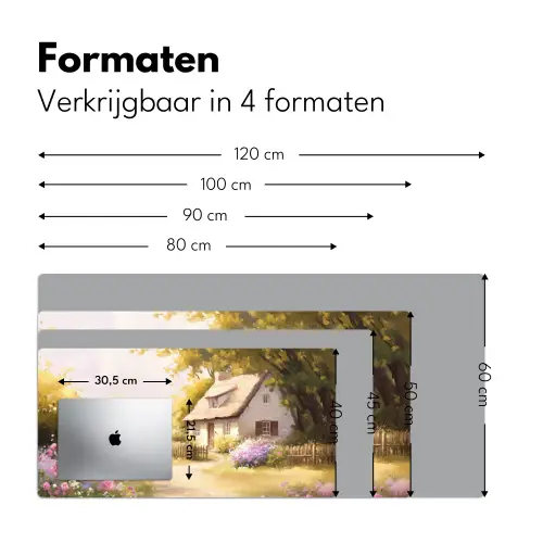 Huisje - Hout - Bloemen Muismat XXL klein -sfeer5