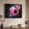 Graffiti - Sport - Voetbal - Bal - Roze Textielframe zwart klein -sfeer3