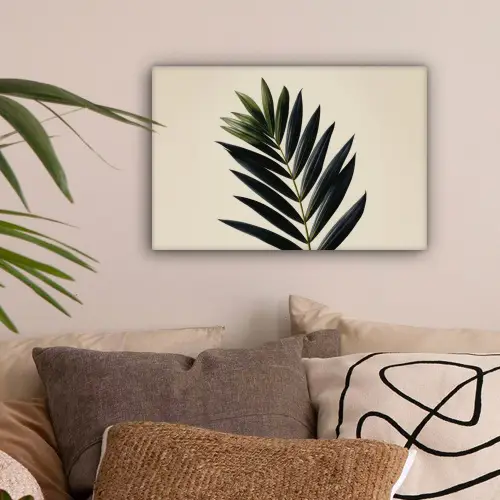Palmblad - Donkere bladen - Subtiel canvas 2cm klein -sfeer1