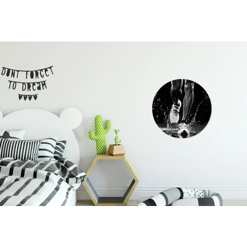 Hardloopschoenen - Rennen - Druppels - Zwart Wandcirkel aluminium klein -kinderkamer