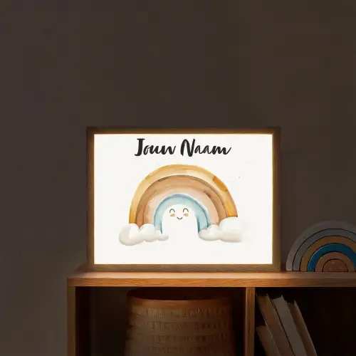 Regenboog - Pastel kleuren Light Box met batterij (Wandlamp kind) middel -sfeer1_kind