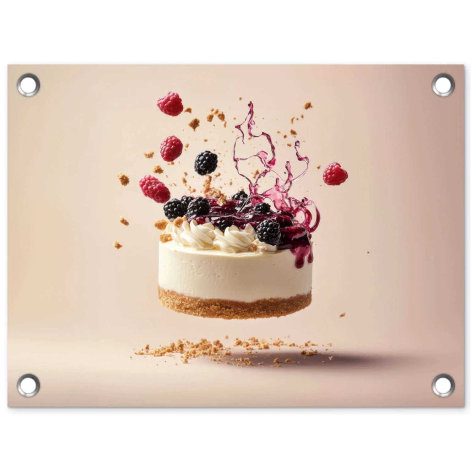 Cheesecake - Eten - Roze - Taart tuinposter los doek klein -3d