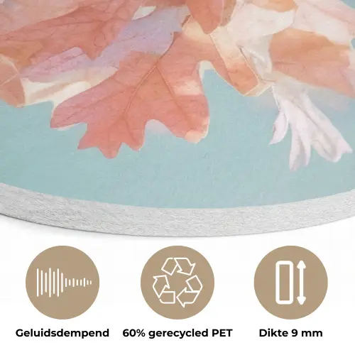Eikenbladeren - Takken - Roze Akoestische PET Vilt - Rond klein -closeup_NL