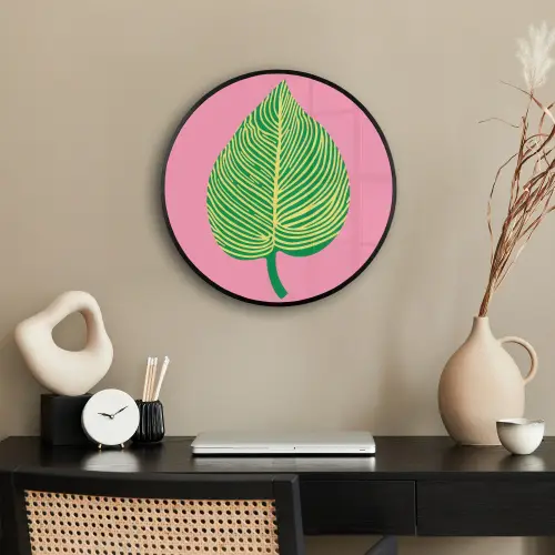 Illustratie - Blad - Minimalistisch - Groen Fotolijst rond zonder passe partout klein -sfeer1