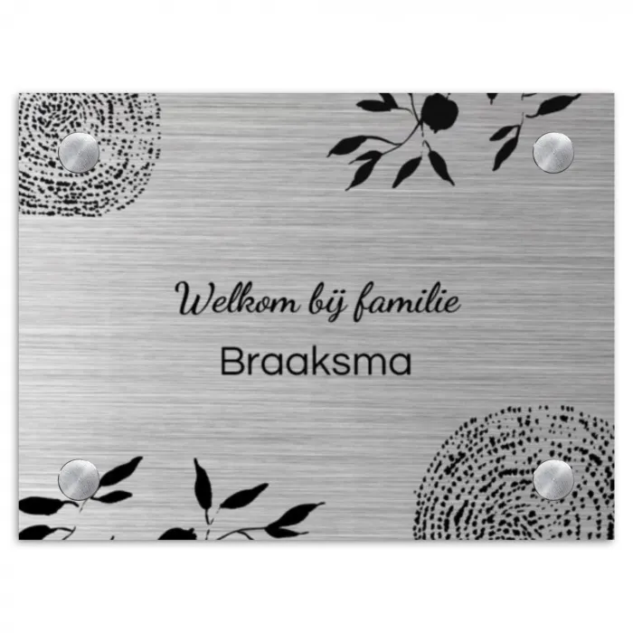 Illustraties - Metaal - Sierlijk Naambord Rechthoek middel -3d