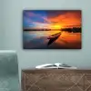 Boot - Water - Zonsondergang - Oranje - Water canvas 2cm klein -sfeer4