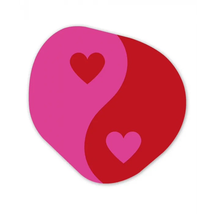 Minimalistisch - Rood - Roze - Hartjes Wandcirkel Organisch Plexiglas middel -3d