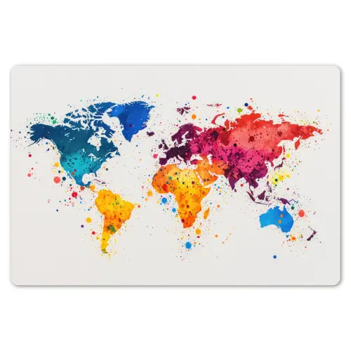 Wereldkaart - Graffiti - Kleurrijk Placemat vinyl groot -zzsfeer1_Kitchenyeah-website