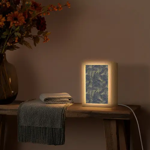 Abstract - Lijnen - Blauw - Goud Light Box met kabel (Tafellamp) klein 925 -sfeer4