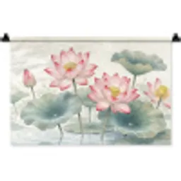 Aquarel - Lotusbloemen - Kleurrijk Wandkleed katoen klein -zz3d