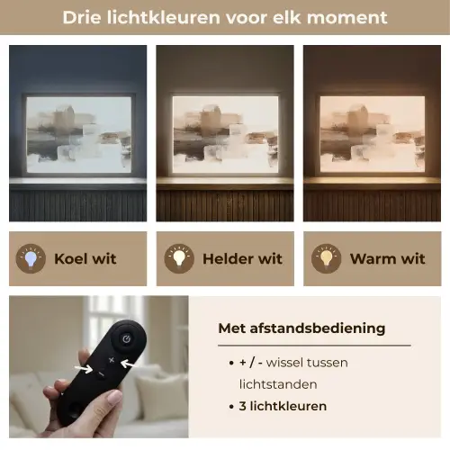 Penseelstreken - Abstract landschap - Rust Light Box met batterij (Wandlamp) middel -USP_lichtkleurNL