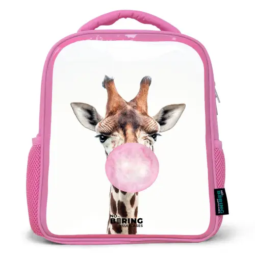 Kauwende Kobus Kinderrugzak - Roze middel -3d