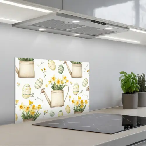 Gieter - Bloemen - Eieren keuken achterwand spatscherm klein -3d_schuin