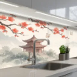 Kraanvogel - Azië - Klassiek keuken achterwand 2 middel -3d_schuin