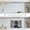 Hond - Krullen - Zonnebril - Wijn keuken achterwand spatscherm klein -voor_na_NL