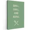 Grill - Groen - Zomer - Quote Tuinposter op houten frame 2 cm dik klein -3d