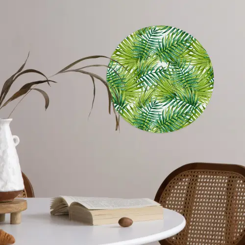Mosgroen - Bladeren - Overlapping Wandcirkel behangsticker klein 186 -sfeer3