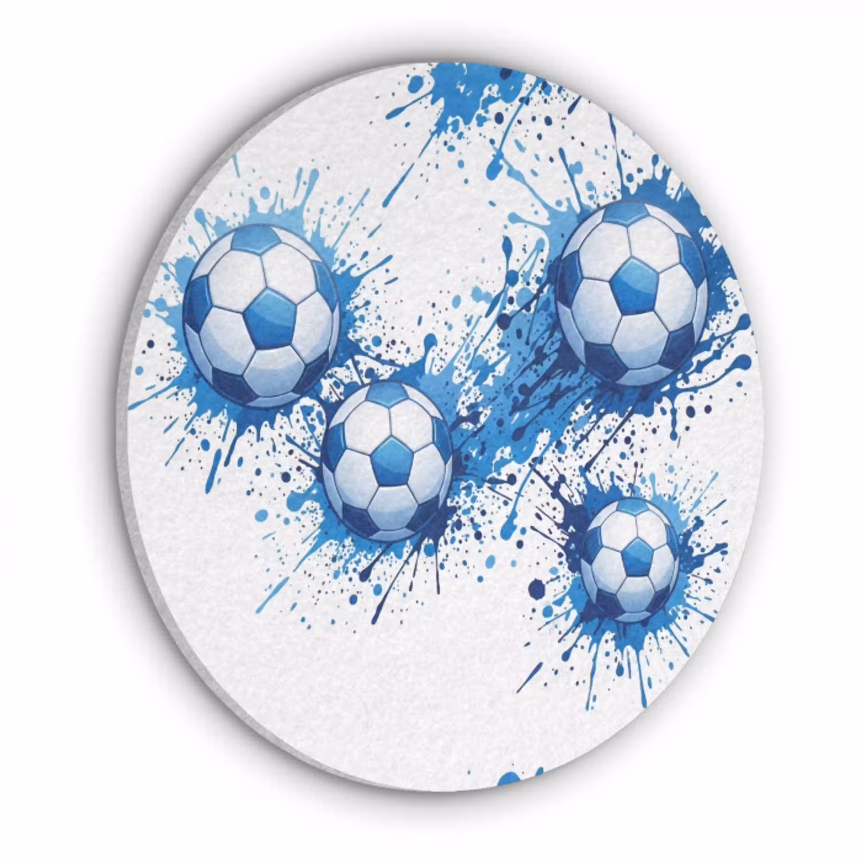 Voetballen - Verf - Sport - Blauw Akoestische PET Vilt - Rond klein -3d