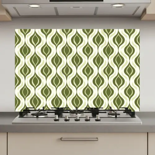 Patroon - Retro - Groen keuken achterwand spatscherm klein 900 -3d_website