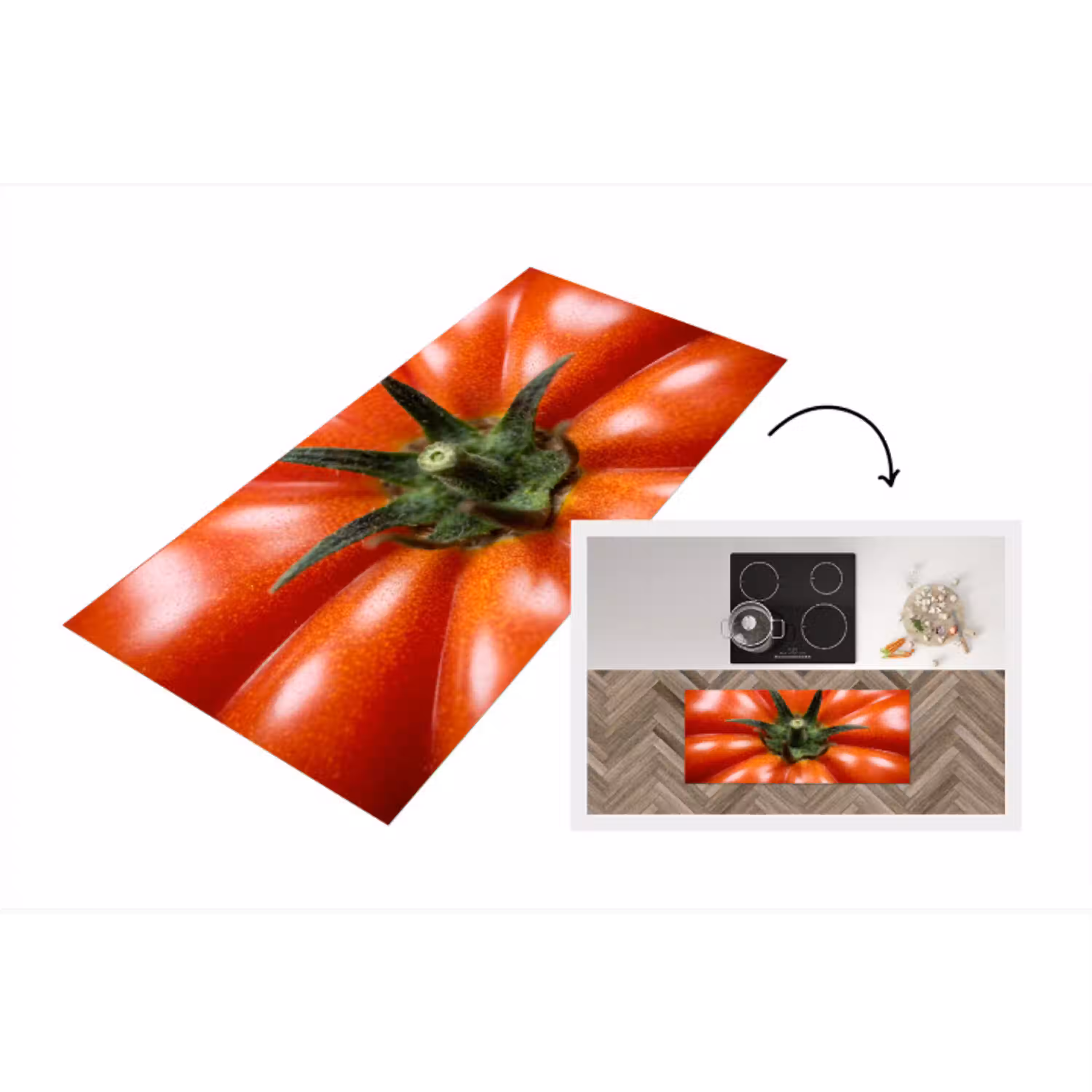 Eten - Tomaat - Rood Keukenloper - keukenmat middel -3d