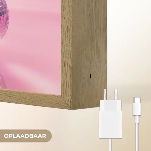 Glitter - Discobol - Roze - Kersen Light Box met batterij (Wandlamp) middel -USP_websiteoplaadbaarNL
