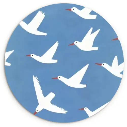 Vogels - Wit - Patroon Wandcirkel plexiglas klein -3d