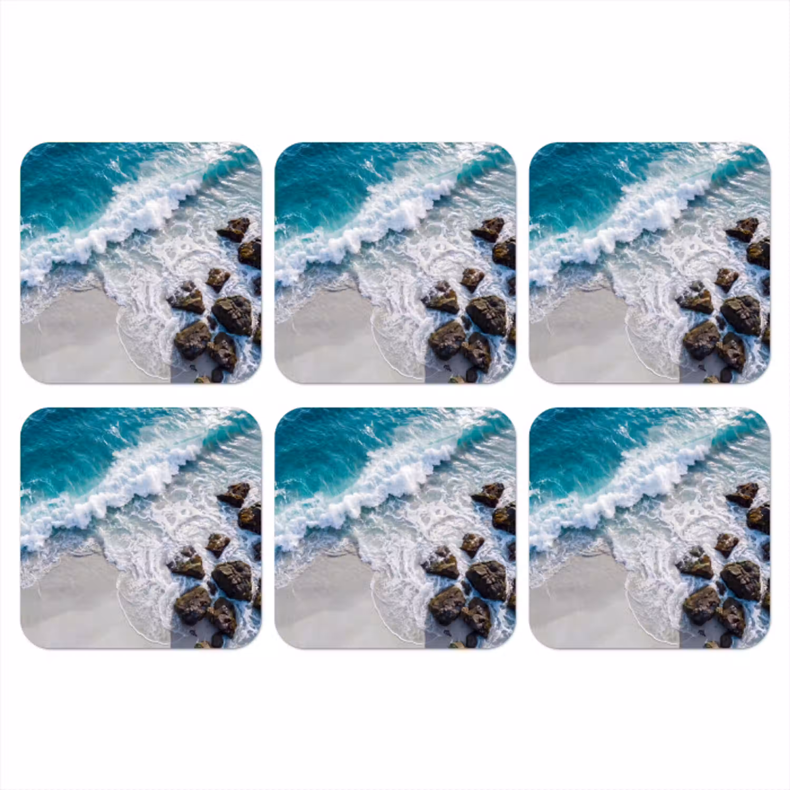 Zee - Golf - Strand - Natuur - Blauw onderzetter kurk middel -3d