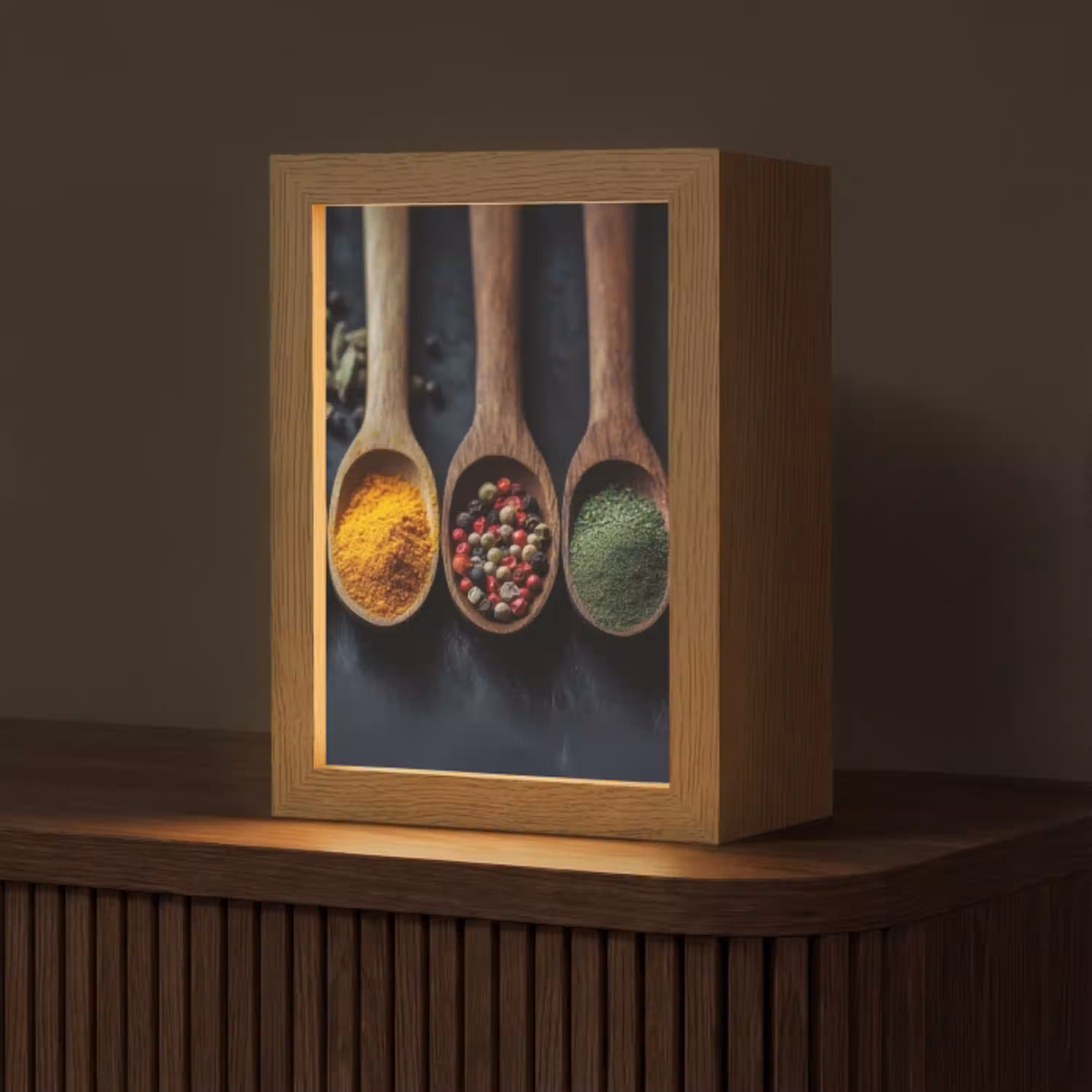 Houten - Lepels - Specerijen - Kruiden Light Box met kabel (Tafellamp) klein -z3d_website