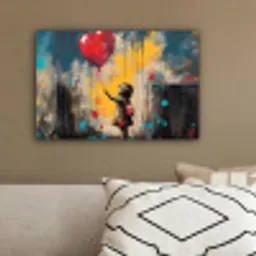 Meisje - Ballon - Hart - Graffiti canvas 2cm klein -sfeer3