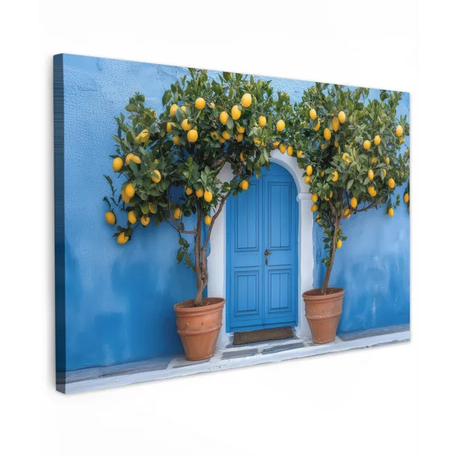 Outdoor Canvas Print - Lemon trees - Yellow - Door - Pots