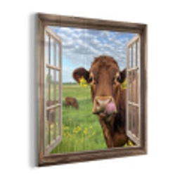 Doorkijk - Koe - Weiland - Landschap - Dieren plexiglas 5mm klein -z3d